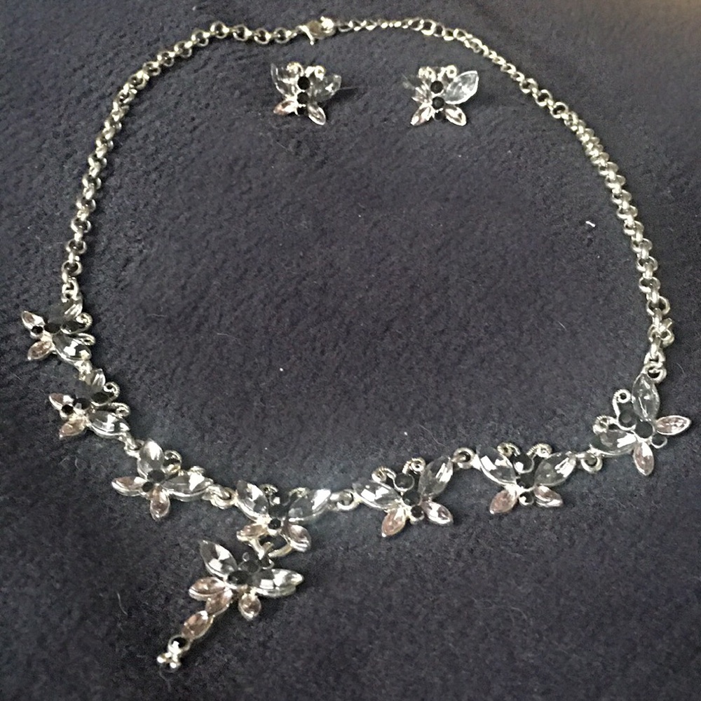 Butterfly necklace and earrings